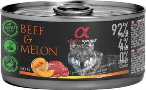 ALPHA SPIRIT Alimentation humide complète en boîte pour chiens au Boeuf et Melon