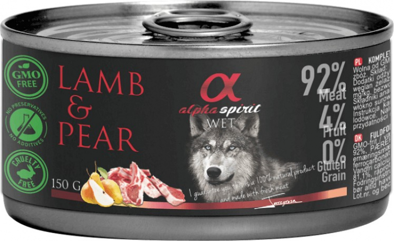 ALPHA SPIRIT Komplettfutter in Dose für Hunde mit Lamm und Birne