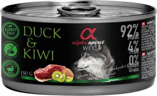 ALPHA SPIRIT Komplettfutter in Dose für Hunde mit Ente und Kiwi 150 g