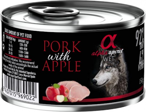 ALPHA SPIRIT Alimentation humide complète en boîte pour chiens au Porc et Pomme 400 g