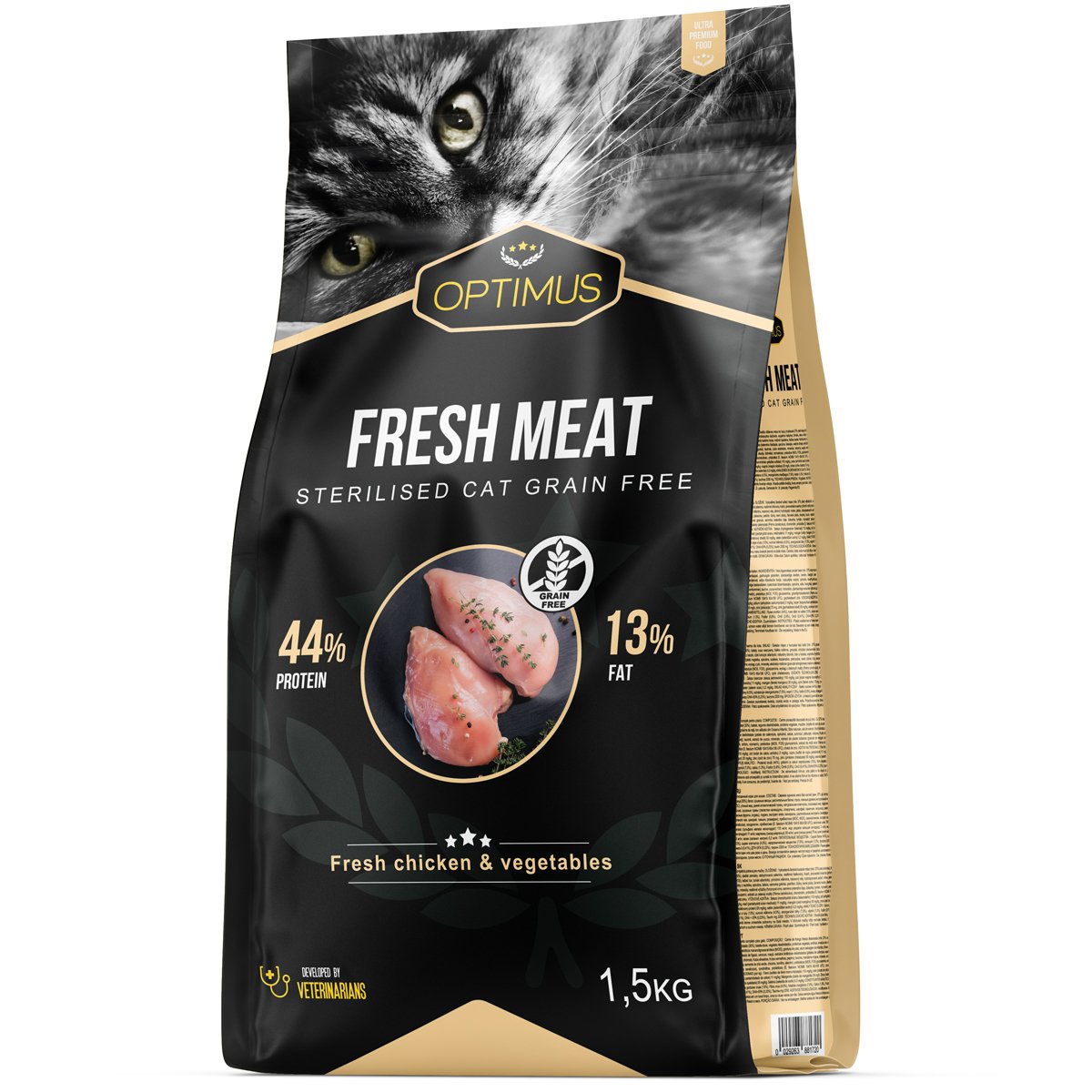OPTIMUS Fresh Meat Gato adulto esterelizado de frango fresco sem cereais
