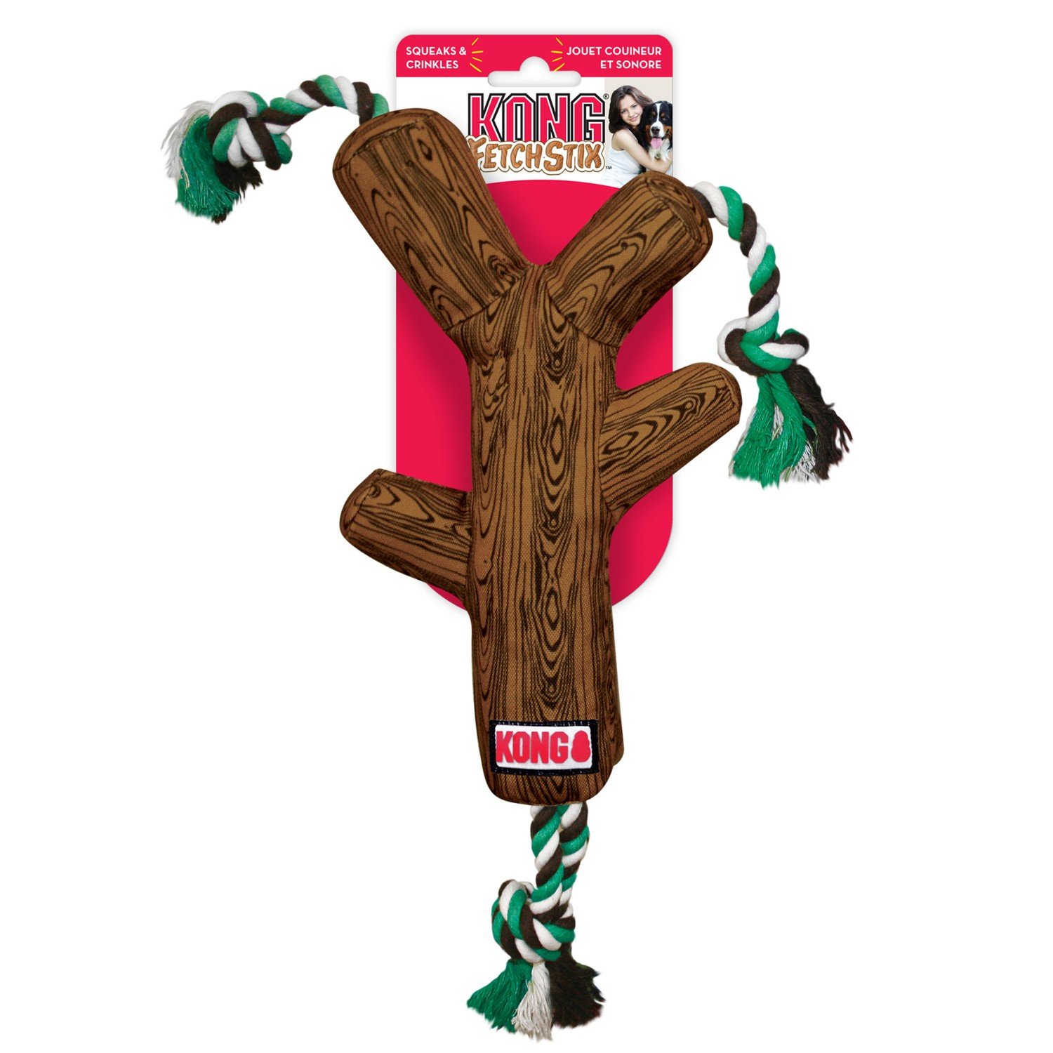 KONG FetchStix - Brinquedo em forma de tronco com corda para cães