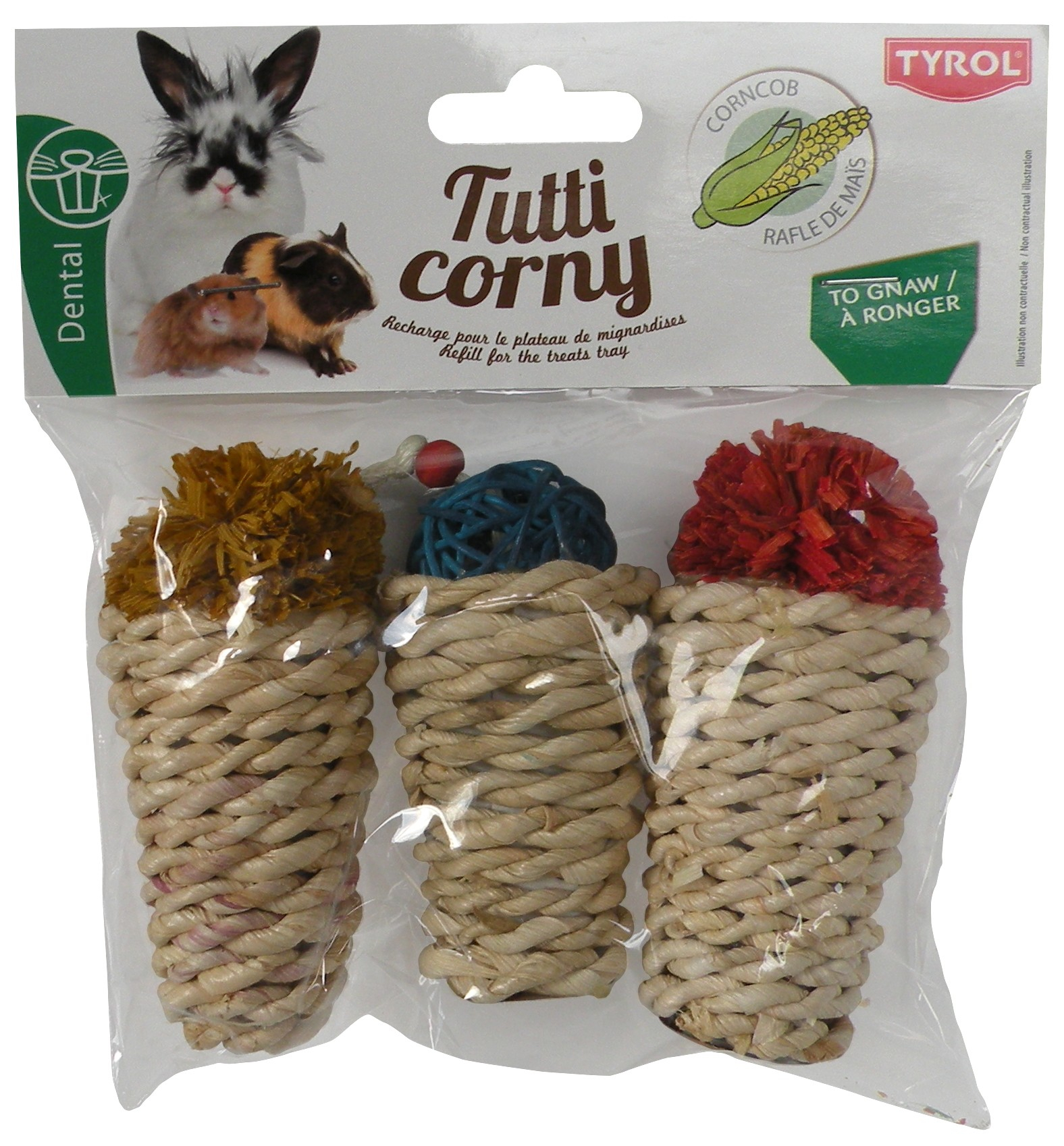 TYROL Lotto di 3 Snack Tutti Corny per roditore e coniglio