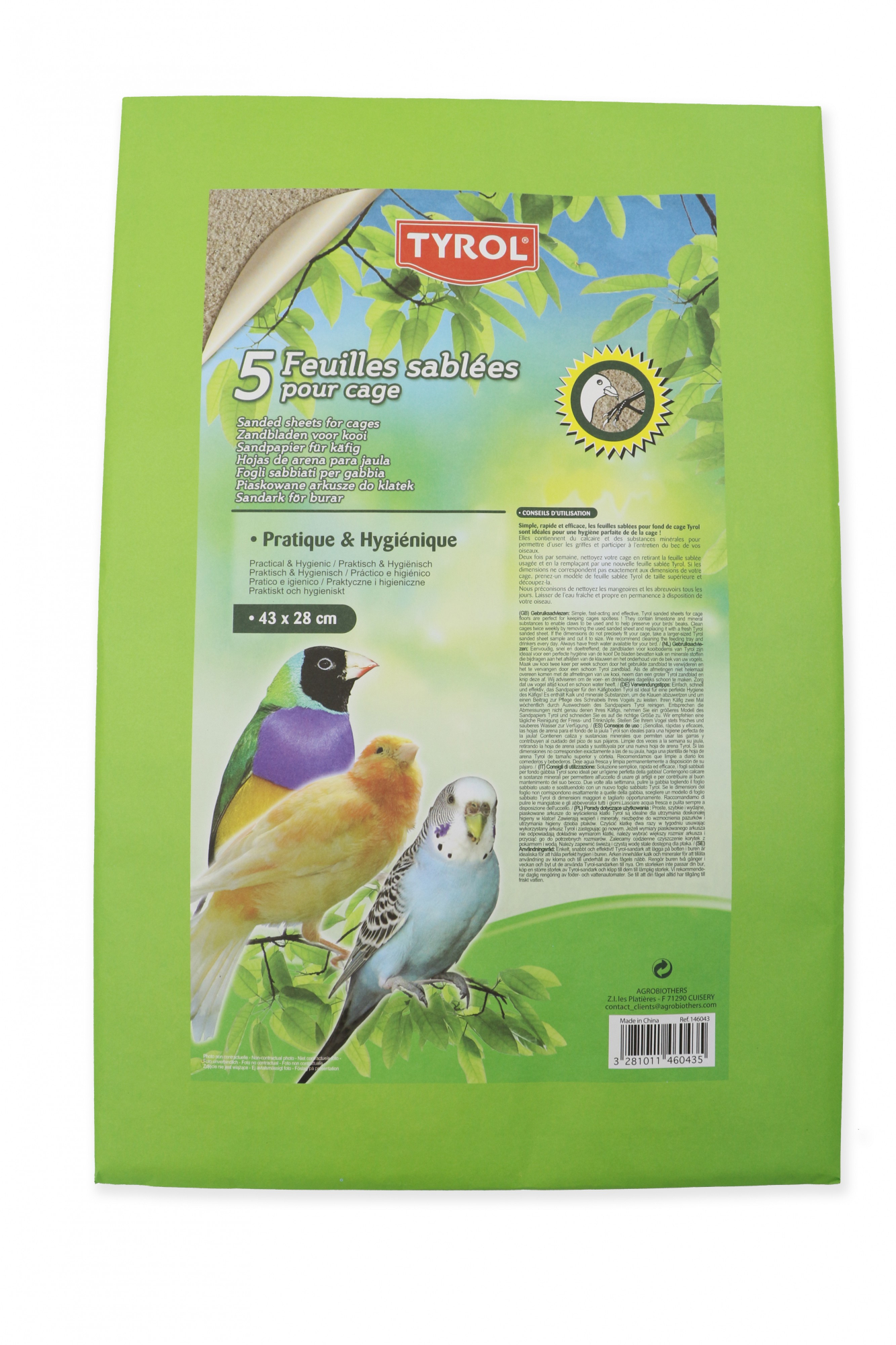 TYROL Hojas de papel de arena para Fondo de jaula para pájaros domésticos