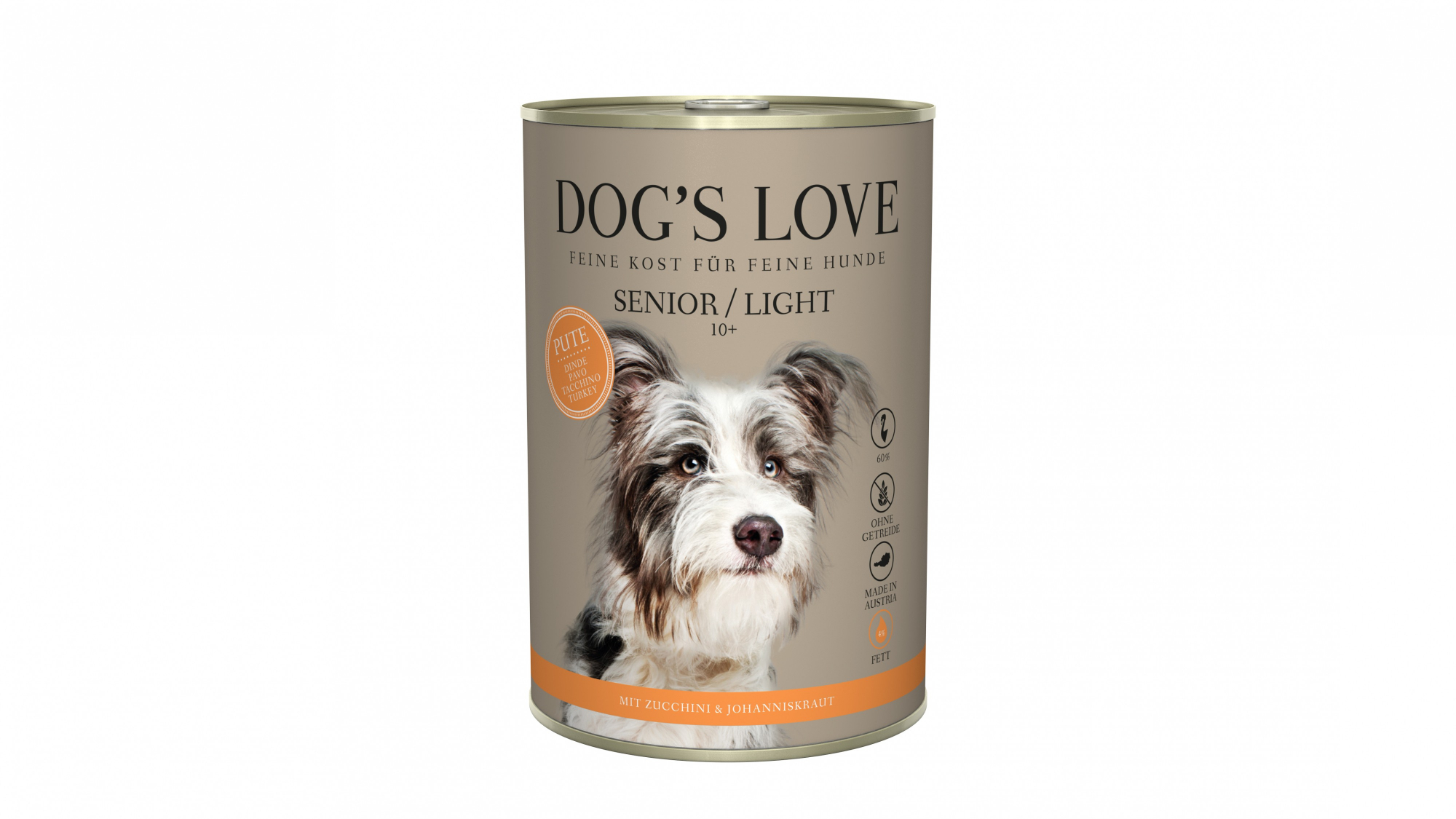 Alimento húmido Dog's Love para cão sénior de peru