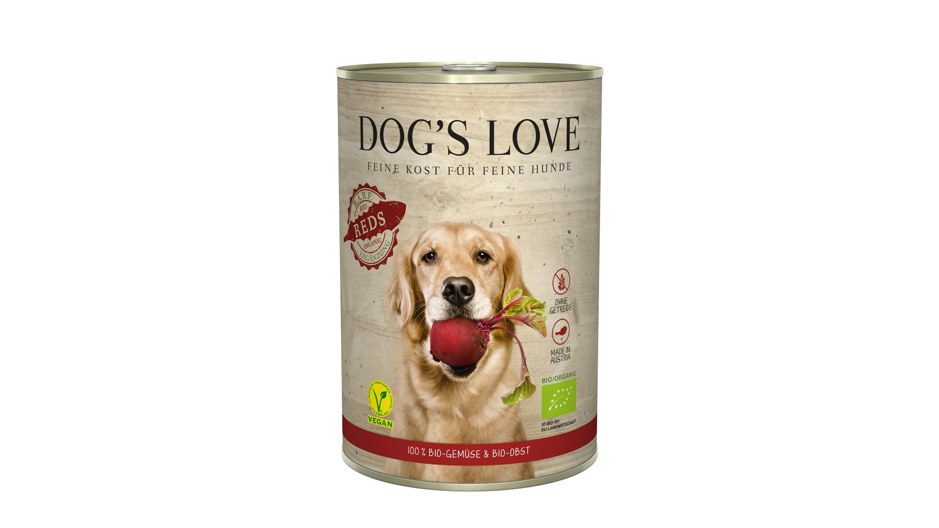 Nassfutter Dog's Love mit Obst & Gemüse für erwachsene Hunde