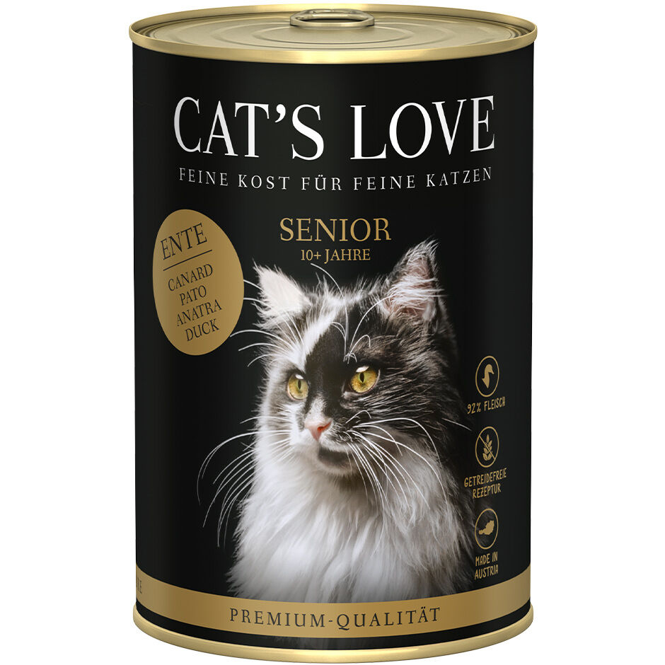 CAT'S LOVE Senior Comida húmeda para gatos mayores con Pato