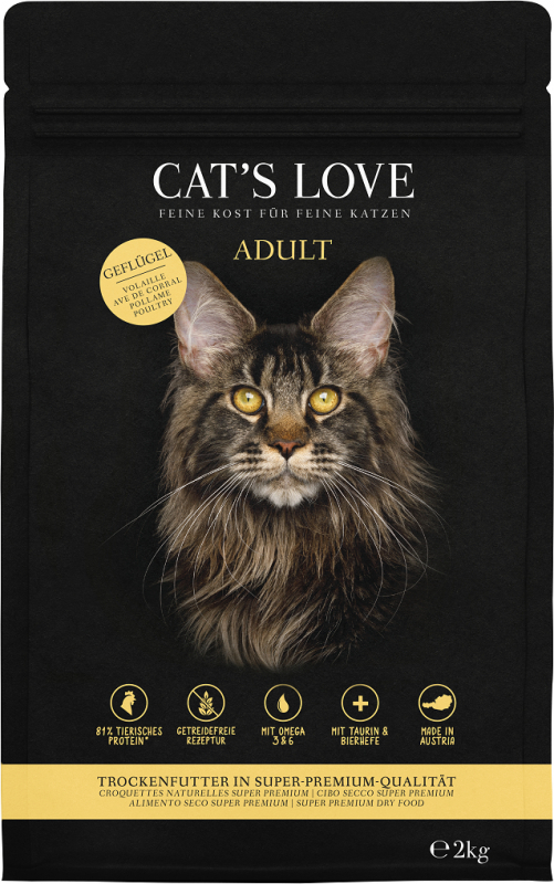 CAT'S LOVE Trockenfutter mit Geflügel für erwachsene Katzen