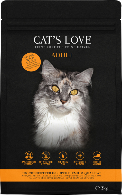 Ração seca CAT'S LOVE peru & carne de caça para gatos adultos