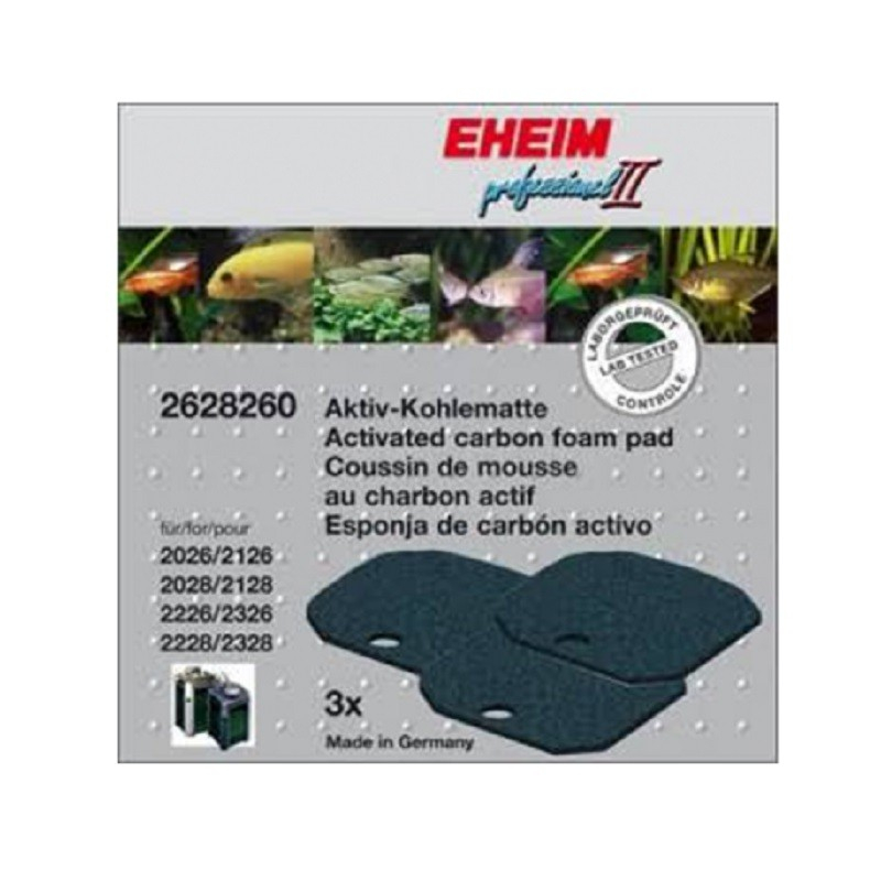 EHEIM 3 almofadas de espuma de carvão activo para filtro 2026/2128