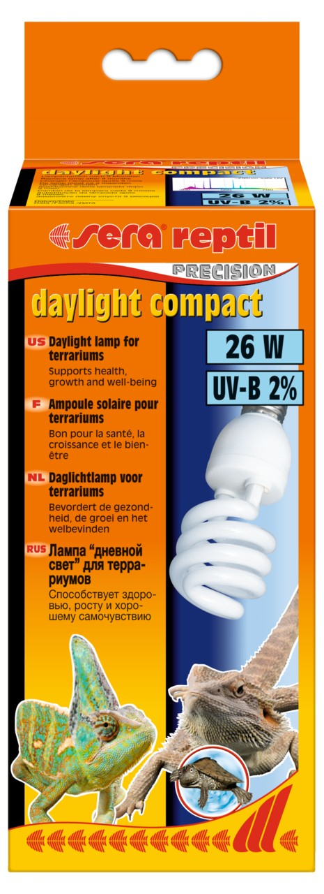 Sera Reptil Precision Daylight Compact UVB 2% Ampoule lumière du jour pour terrariums 