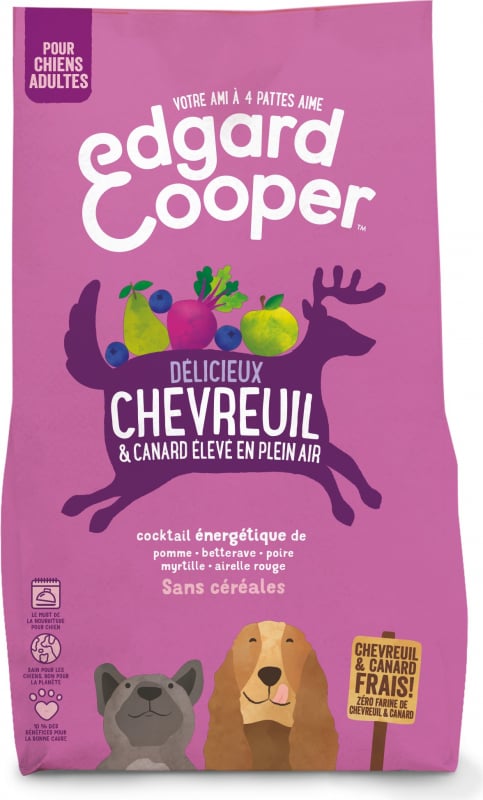 Edgard & Cooper Chevreuil et Canard frais Sans Céréales Hypoallergéniques pour chien Adulte