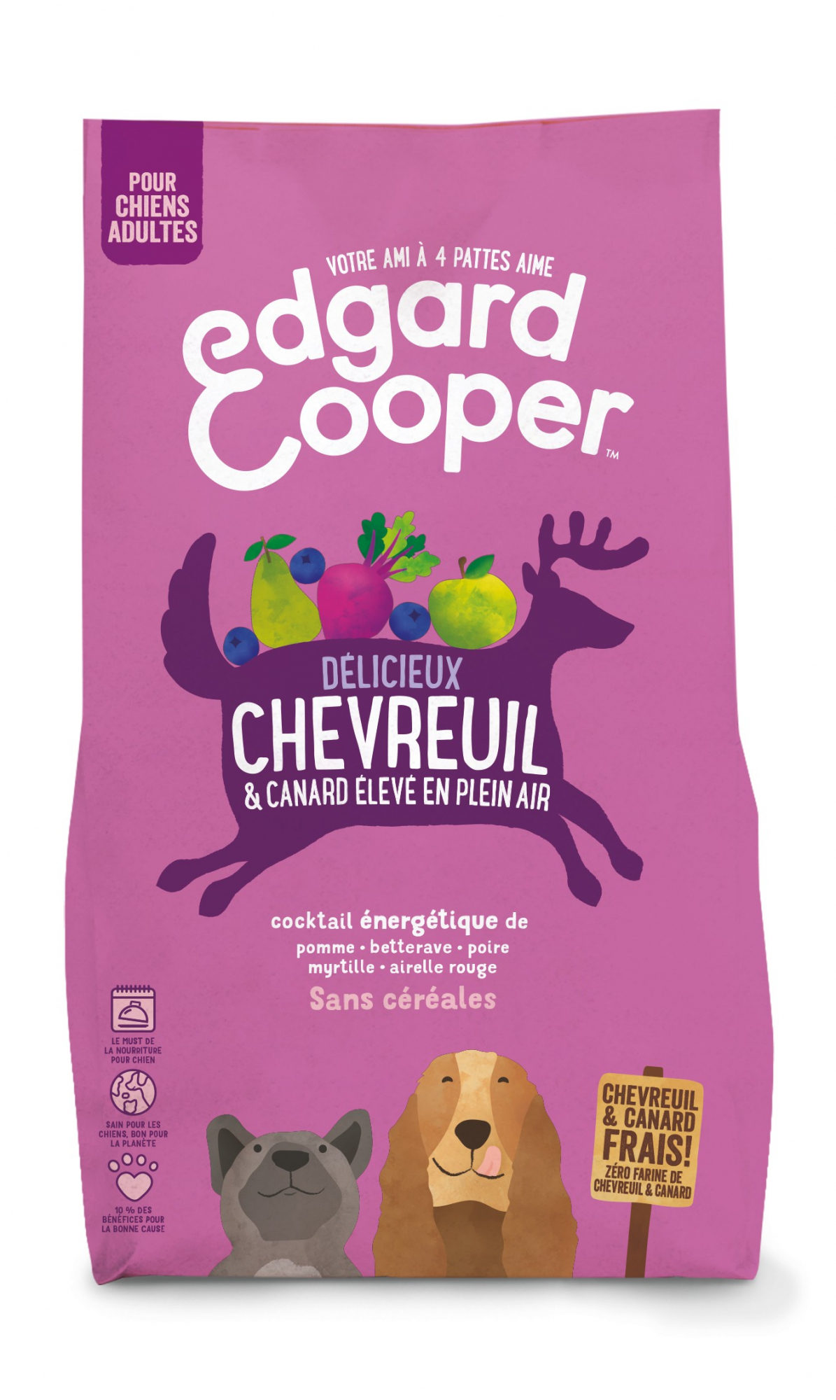 Edgard & Cooper Croquettes Chevreuil et Canard frais Sans Céréales Hypoallergéniques pour Chien Adulte