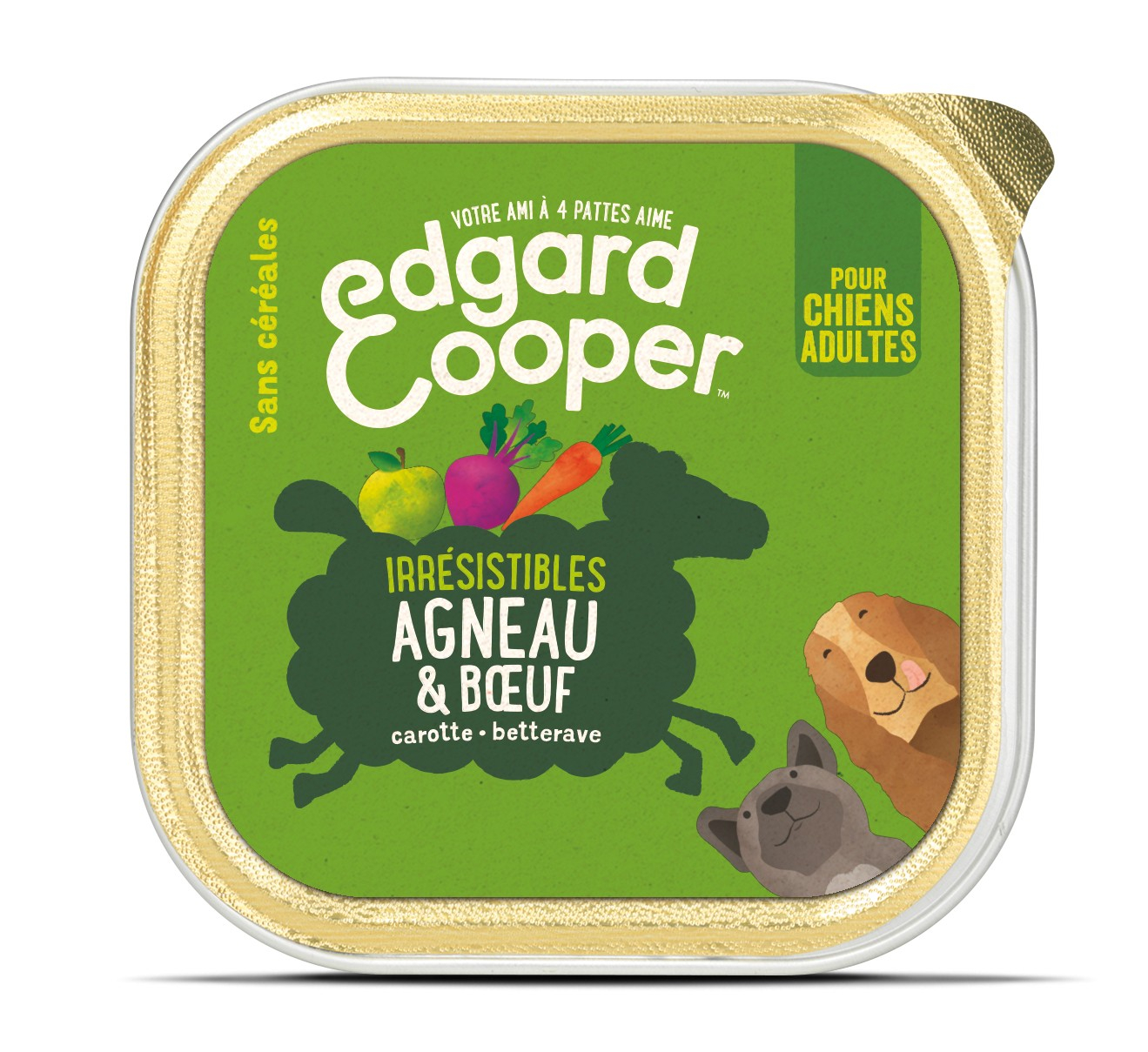 Edgard & Cooper Barquette Pâtée Agneau et Boeuf frais pour Chien Adulte 