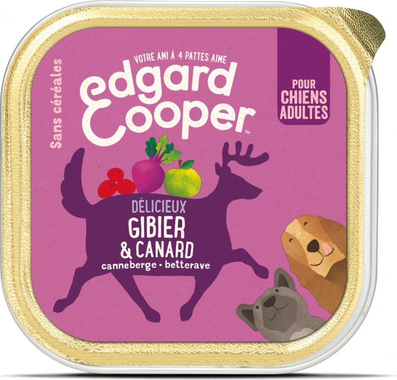 Edgard & Cooper Barquette Pâtée Gibier et Canard frais pour Chien Adulte 