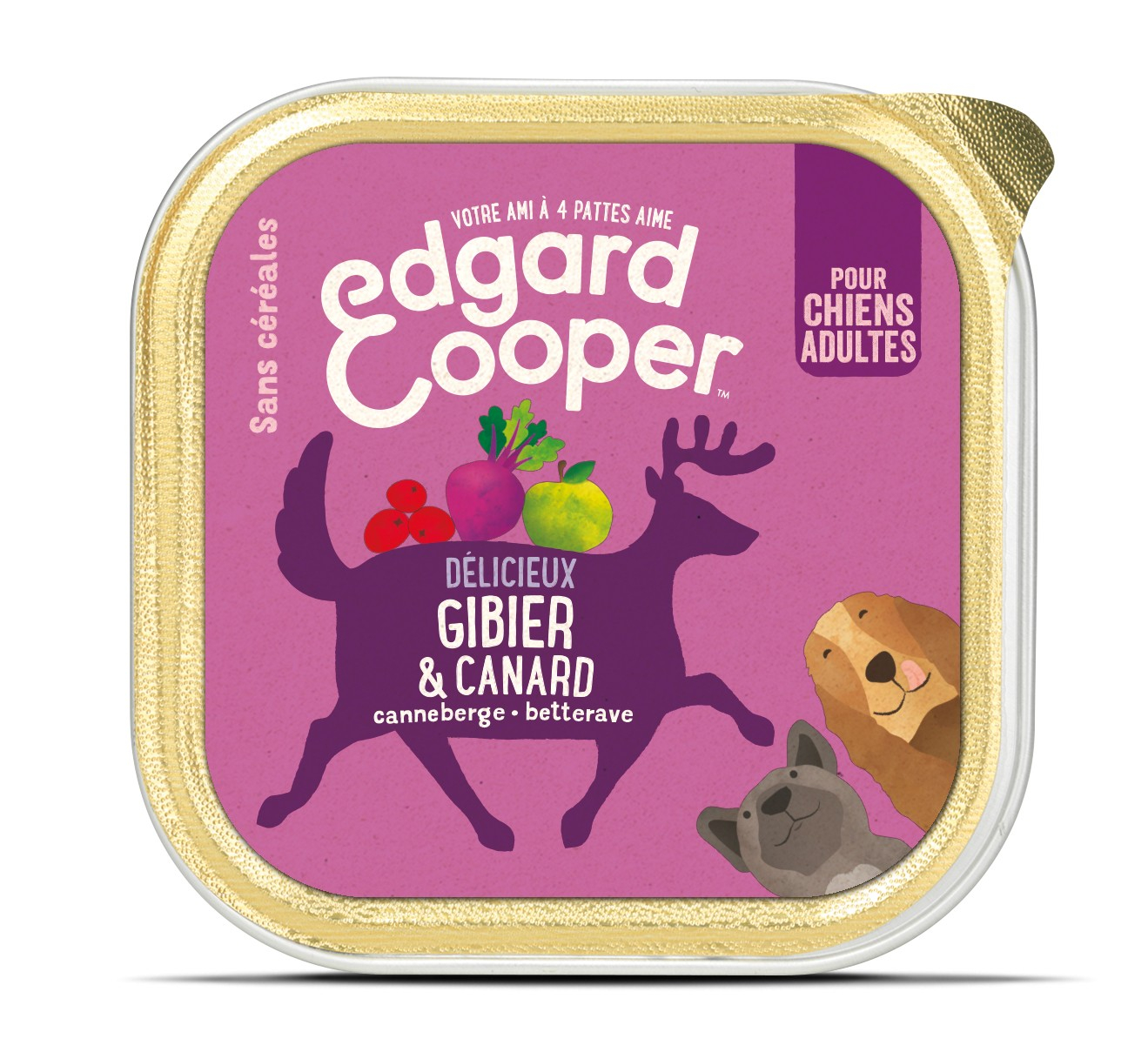 Edgard & Cooper Barquette Pâtée Gibier et Canard frais pour Chien Adulte 