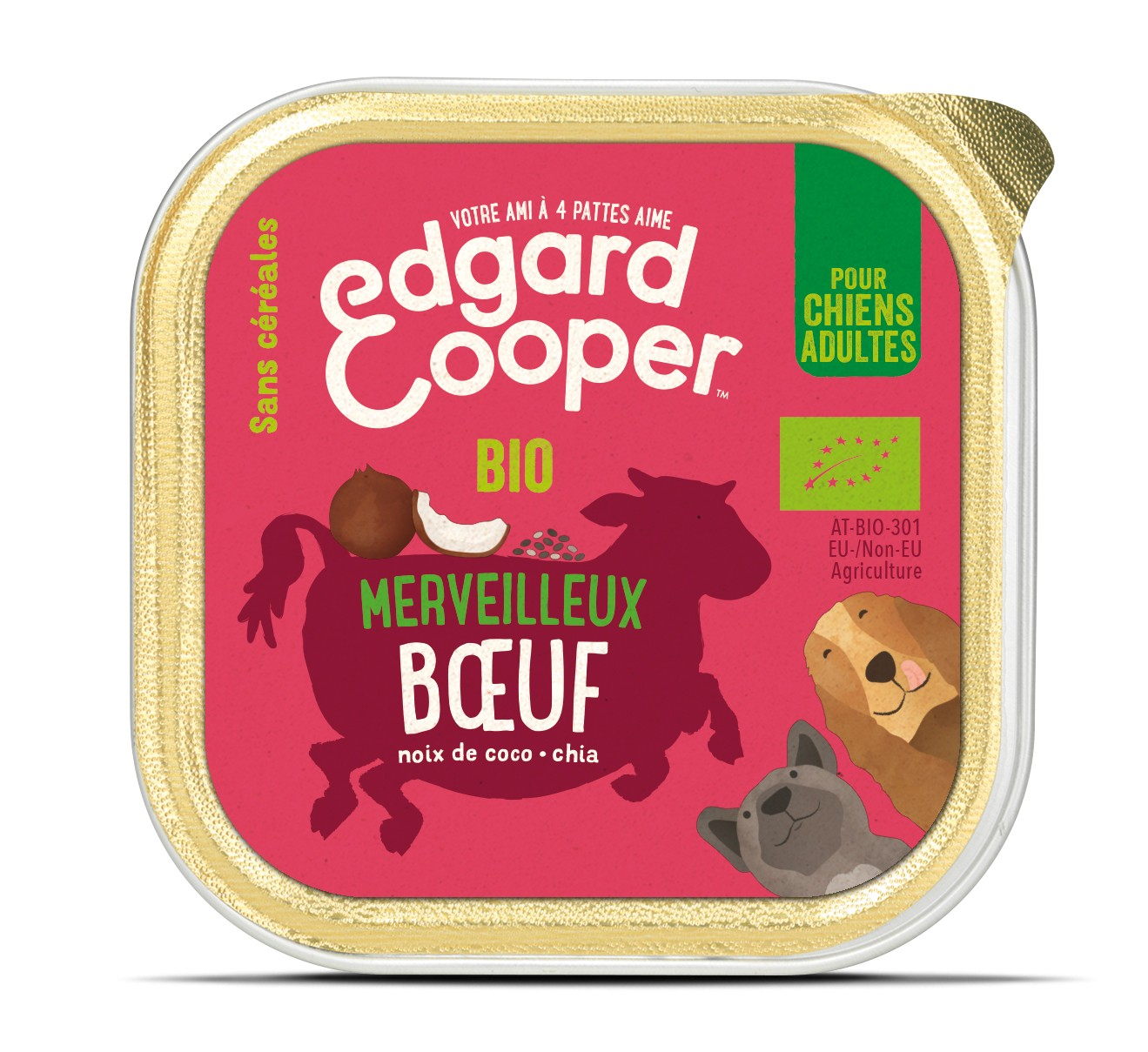 Edgard & Cooper Barquette Pâtée Boeuf Biologique pour Chien Adulte