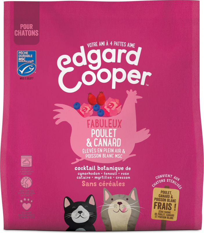 Edgard & Cooper Poulet, Canard et Poisson frais Sans Céréales pour Chaton 