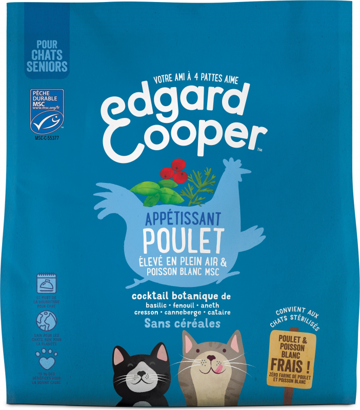 Edgard & Cooper Pollo y Pescado frescos Sin Cereales para Gato Mayor