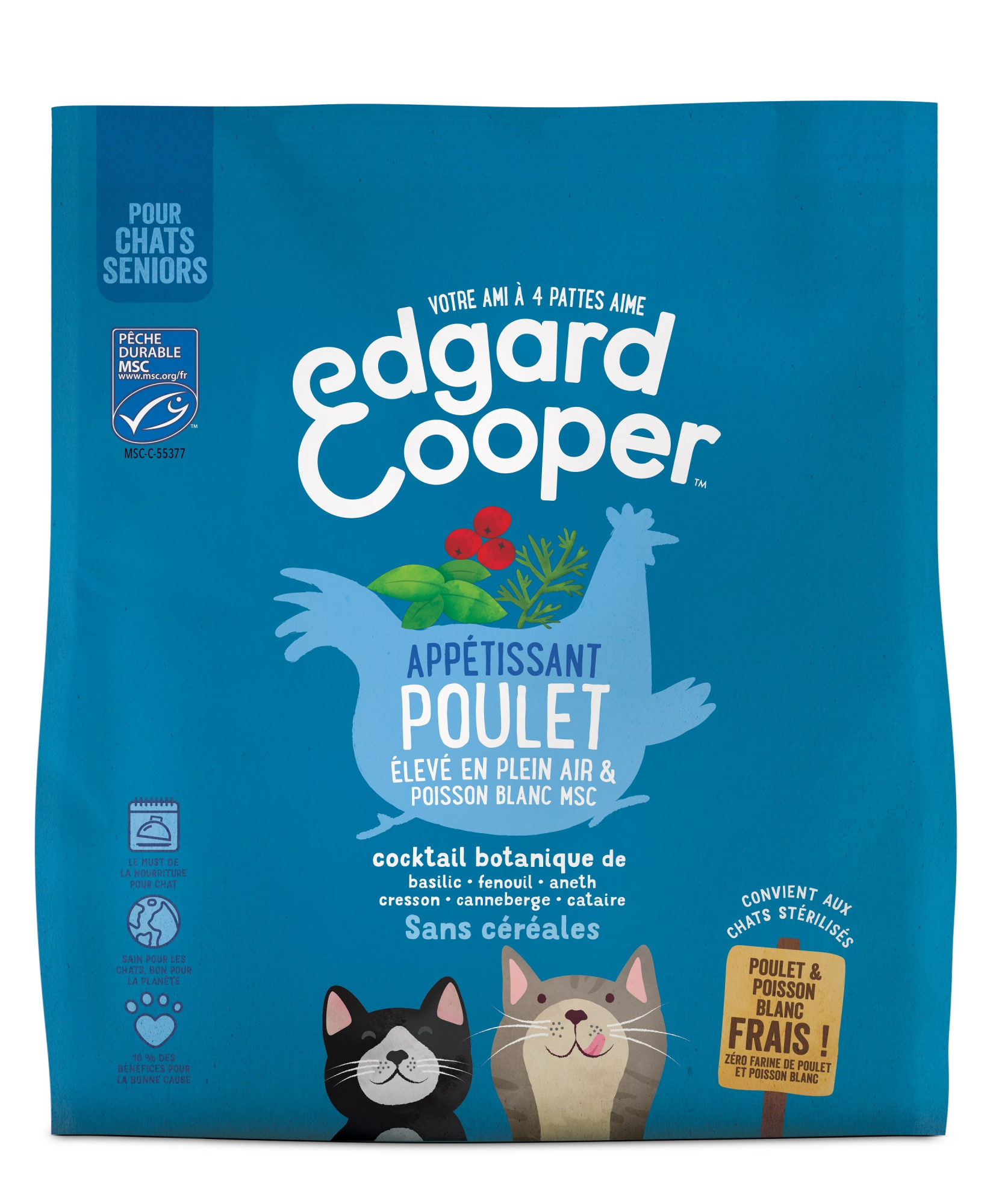 Edgard & Cooper getreidefreies Trockenfutter mit Hühnchen & Fisch für ältere Katzen