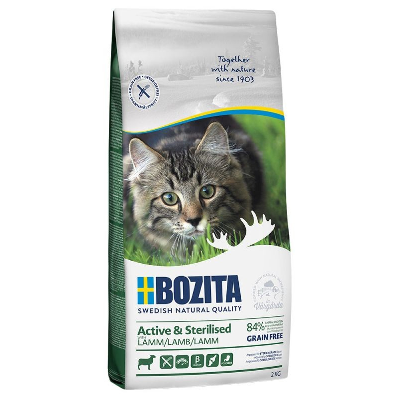 Croquettes BOZITA Cat Active & Sterilised Sem Cereais com Cordeiro para gatos