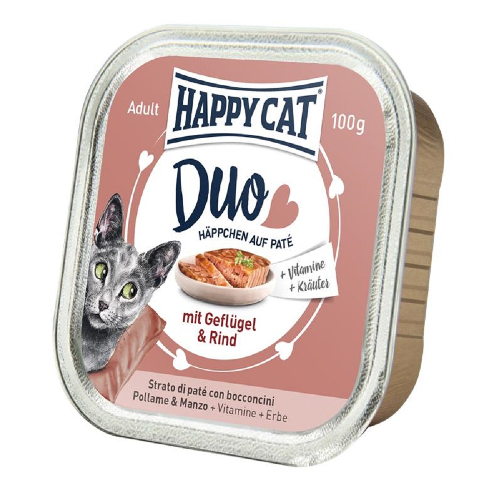 Happy Cat Duo alimento húmido de carne de aves para gato - 3 sabores disponíveis