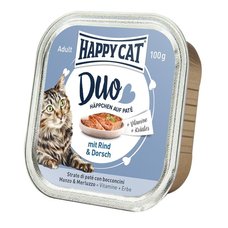 Happy Cat Duo Patées Boeuf pour chat - 2 saveurs disponibles