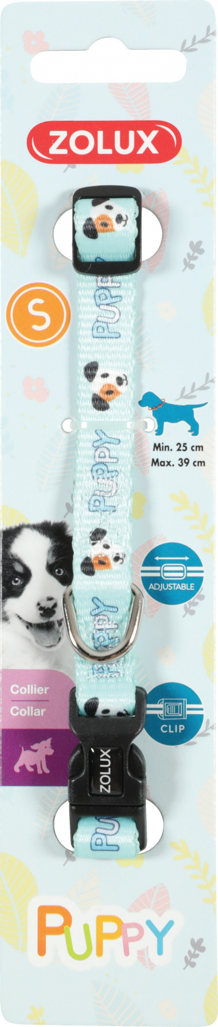Coleira ajustável de nylon cachorro Puppy Mascotte - azul