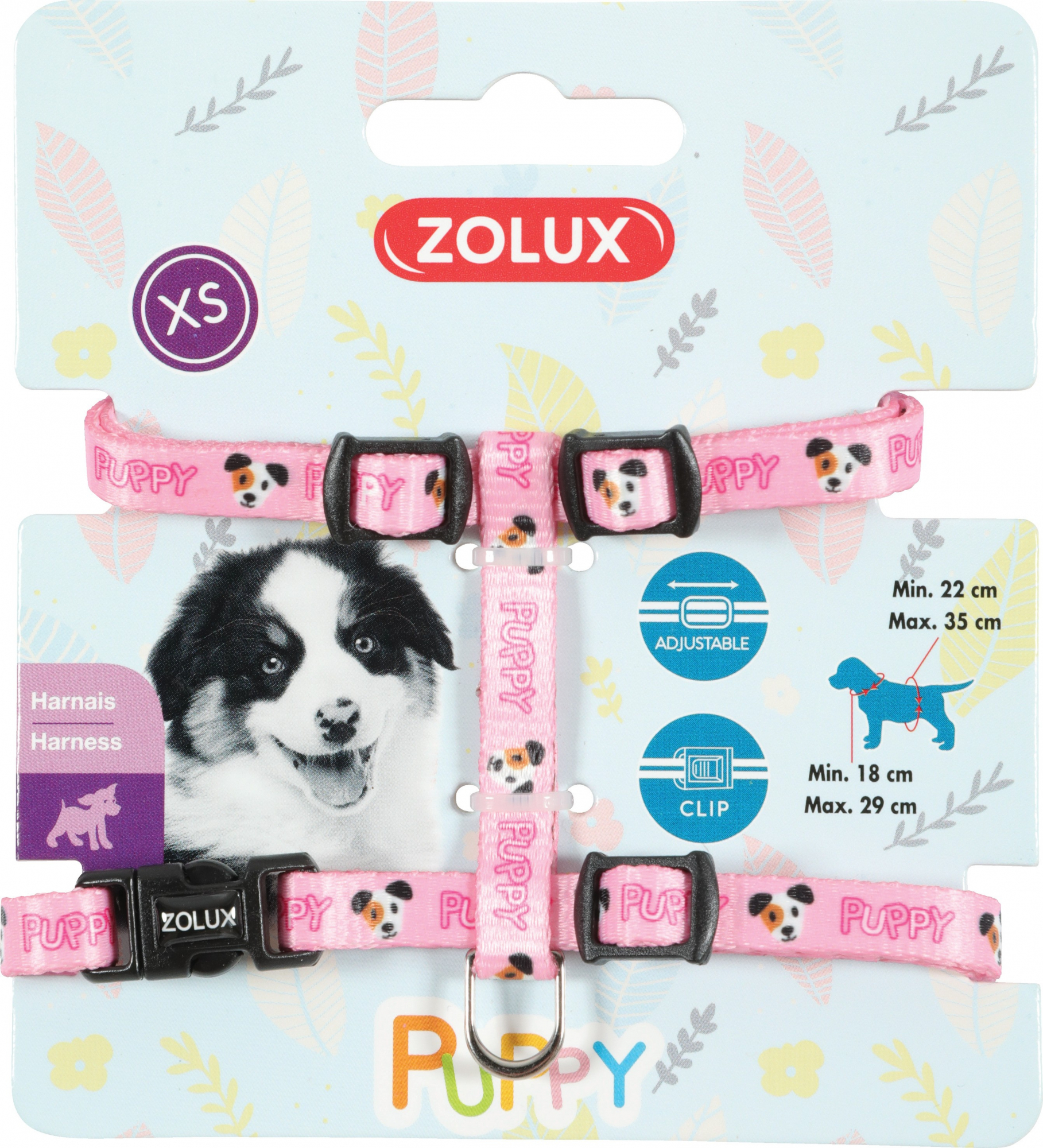 Arnés regulable de nylon cachorro Puppy Mascotte - rosa