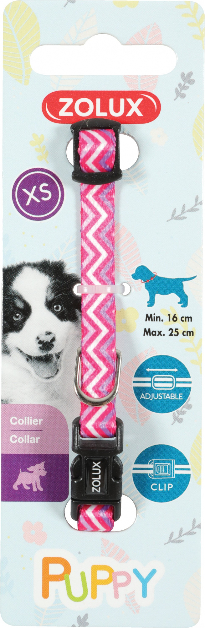 Collar de nylon ajustable para cachorros Puppy Pixie - rosa