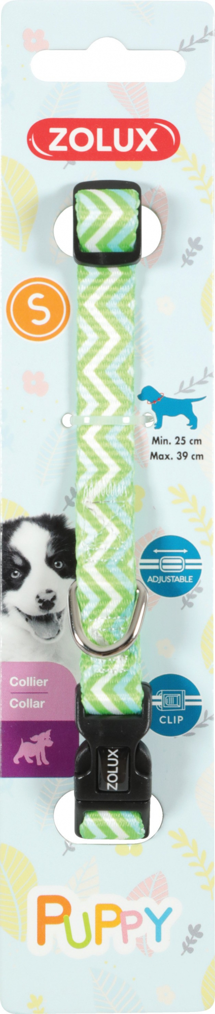 Collar de nylon ajustable para cachorros Puppy Pixie - verde