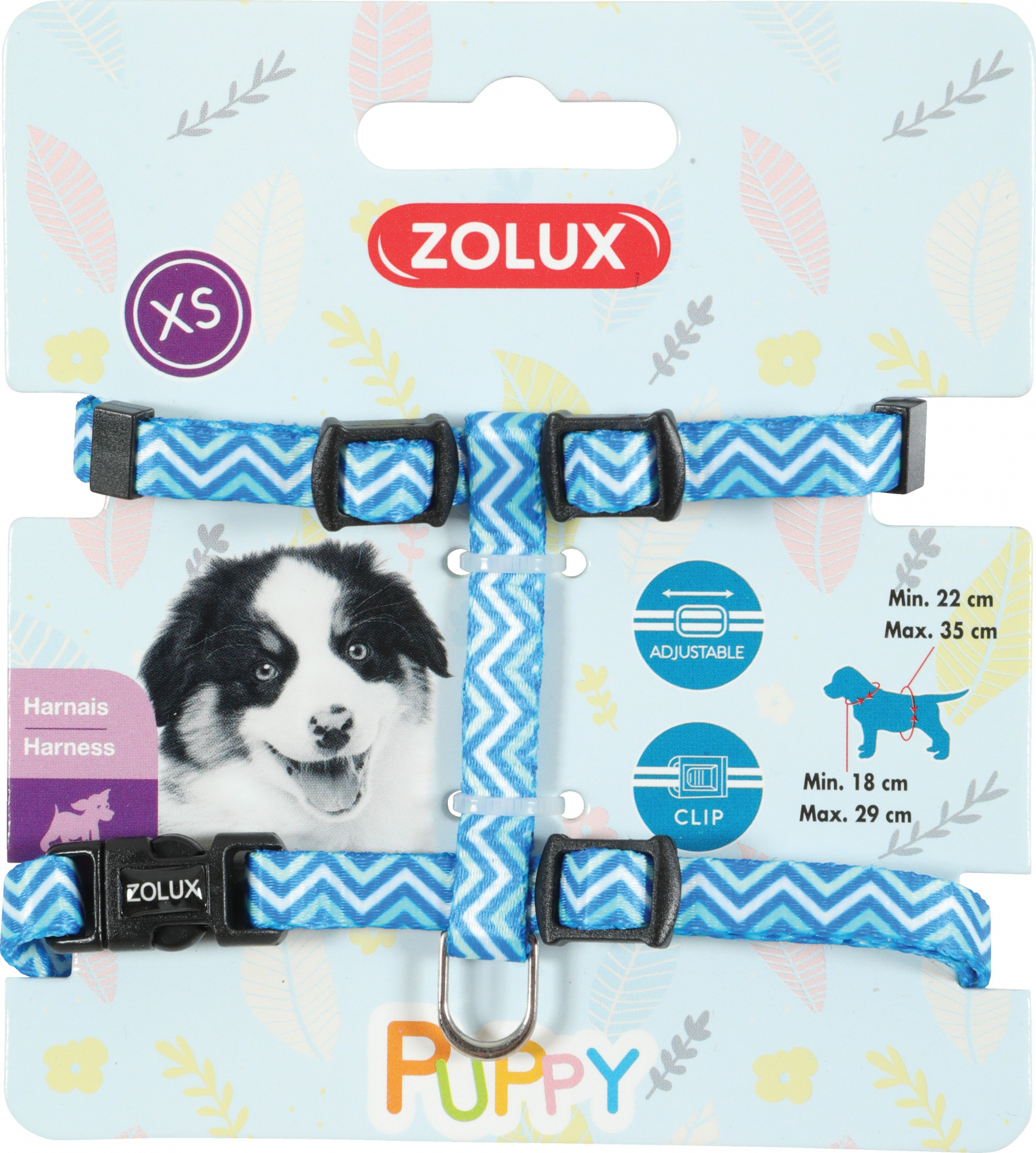 Puppy Pixie Verstellbares Nylongeschirr für Welpen- blau