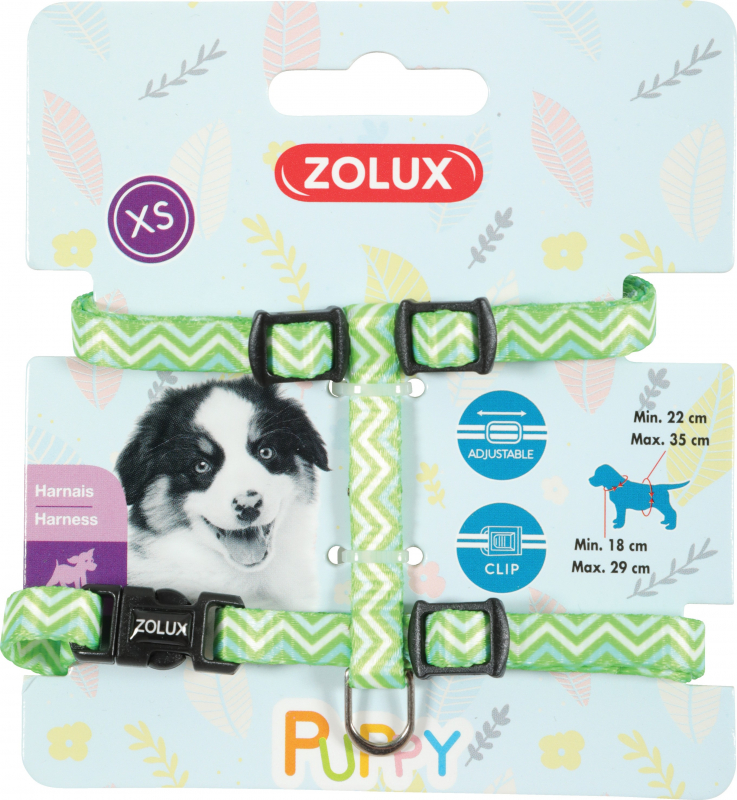 Puppy Pixie Verstellbares Nylongeschirr für Welpen - grün