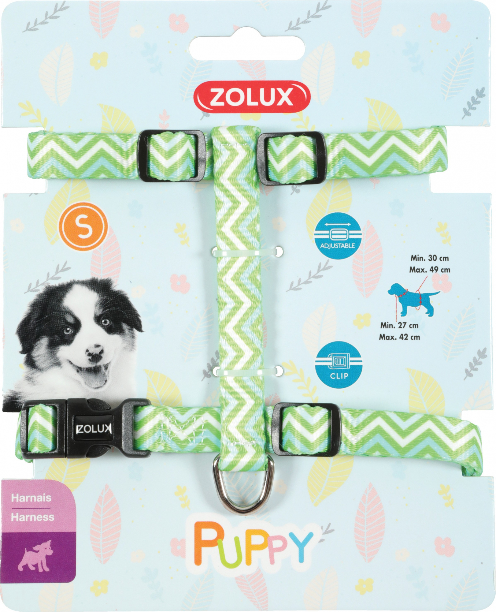 Puppy Pixie Verstellbares Nylongeschirr für Welpen - grün