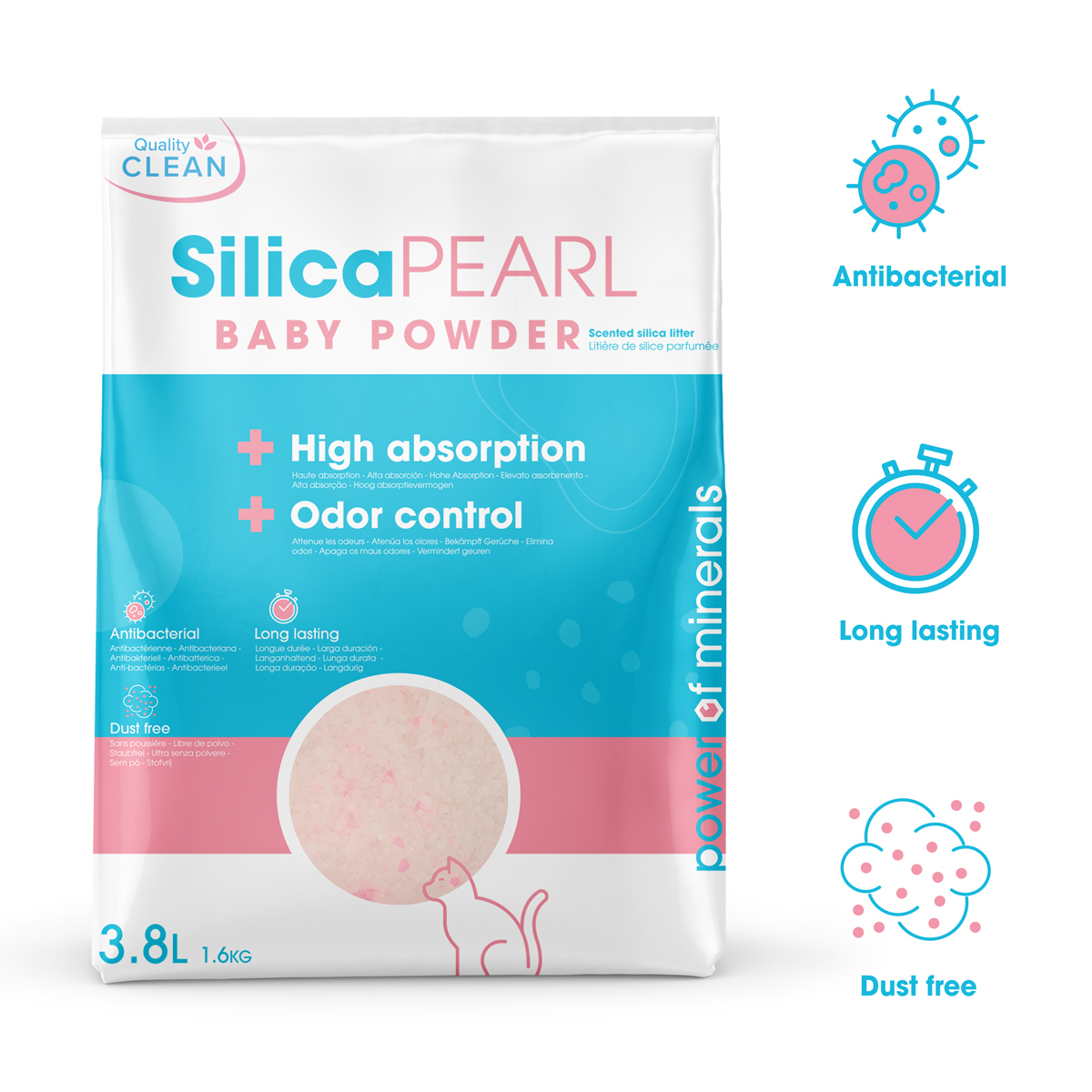 Litière silice parfumée Silica Pearl Baby Powder