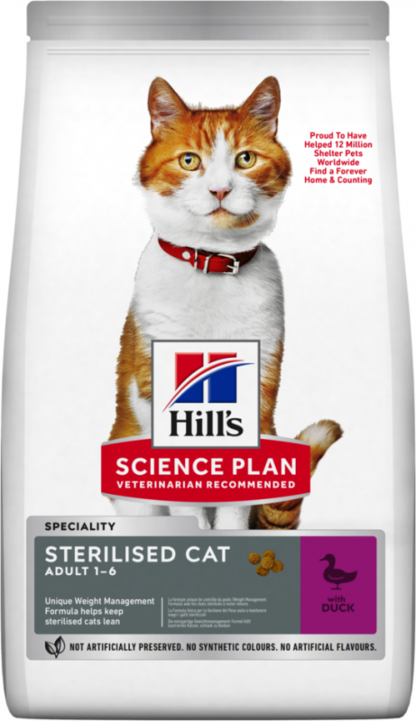 HILL'S Science Plan Adult Sterilised pour chat stérilisé au Canard