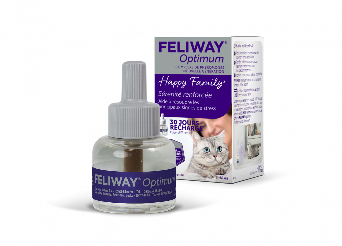 Diffuseur de phéromones FELIWAY Optimum pour réduction du stress chez le  chat