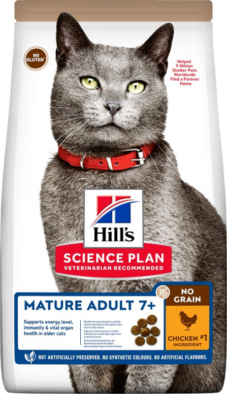 Hill's Science Plan NO GRAIN Mature Adult crocchette al pollo per gatto anziano