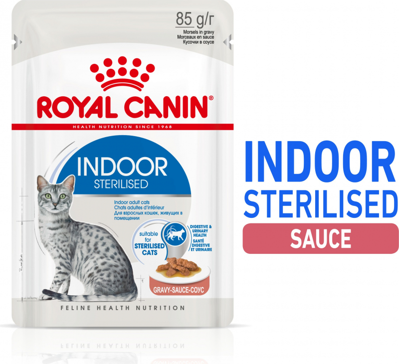 ROYAL CANIN Indoor Sterilised Bouchées en sauce pour chat d'intérieur stérilisé de 1 à 7 ans