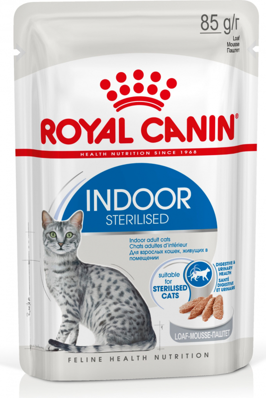 Royal Canin INDOOR STERILISED en Mousse pour chat d'intérieur stérilisé de 1 à 7 ans