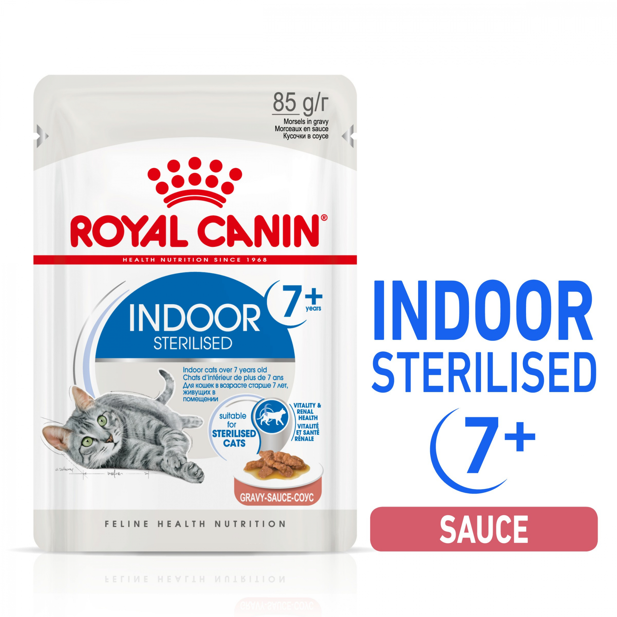 Royal Canin Sterilised Indoor 7+ Bissen in Soße für sterilisierte Wohnungskatzen über 7 Jahre