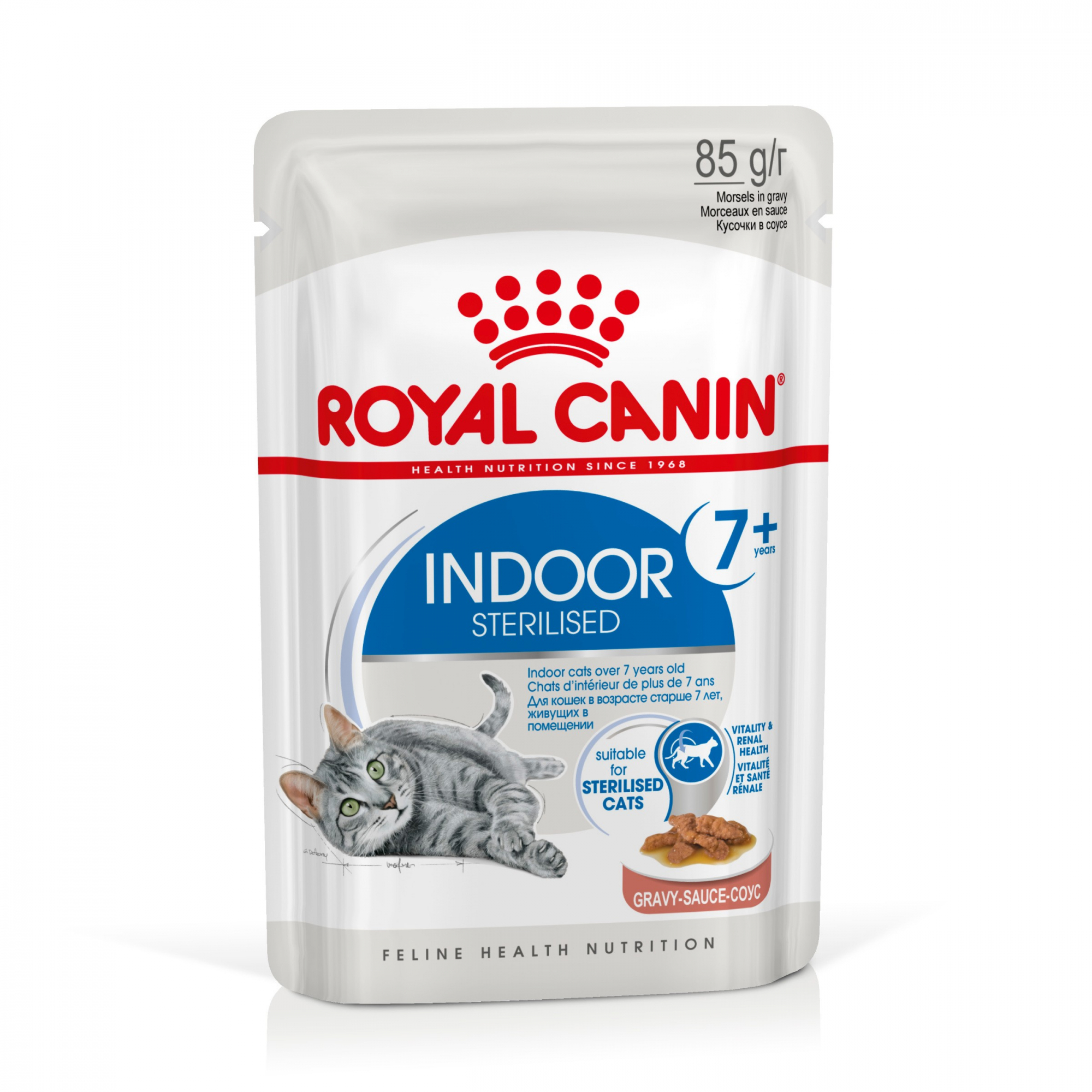 Royal Canin Sterilised Indoor 7+ Bissen in Soße für sterilisierte Wohnungskatzen über 7 Jahre