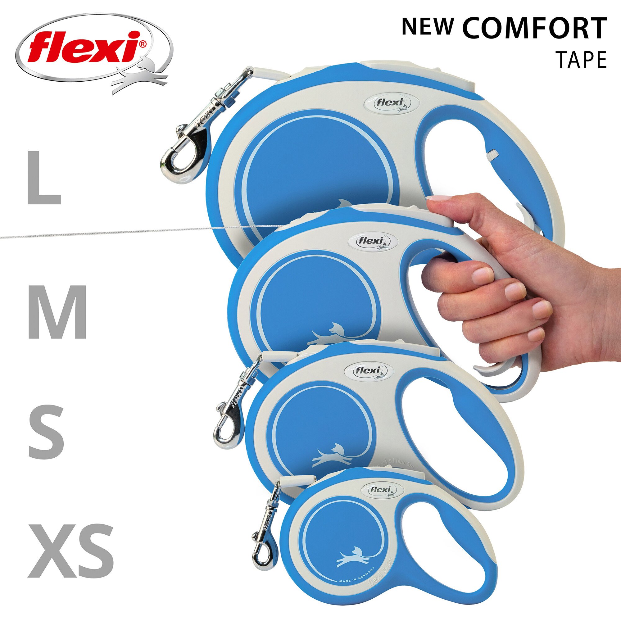 Laisse sangle Flexi New COMFORT Bleu