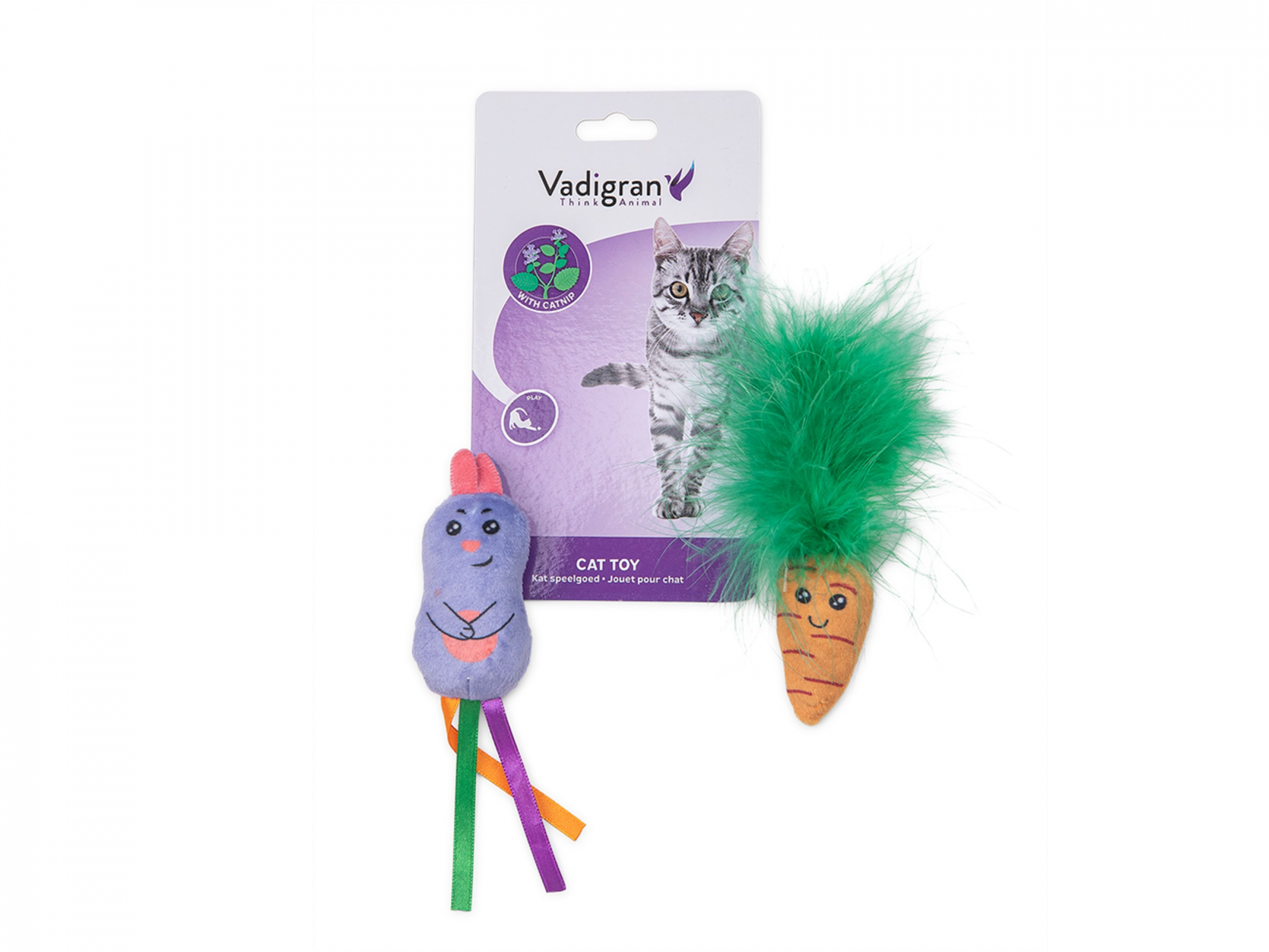 2 juguetes para gatos Vadigran Conejo y zanahoria