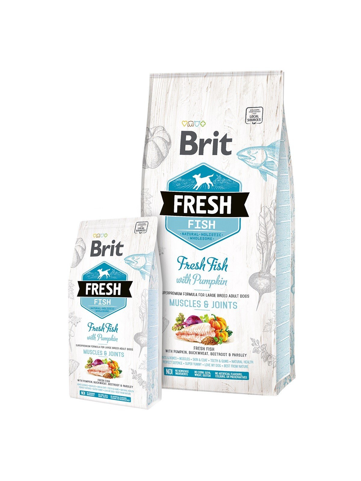 Brit Fresh al pesce fresco e Zucca per cani adulti di taglia grande