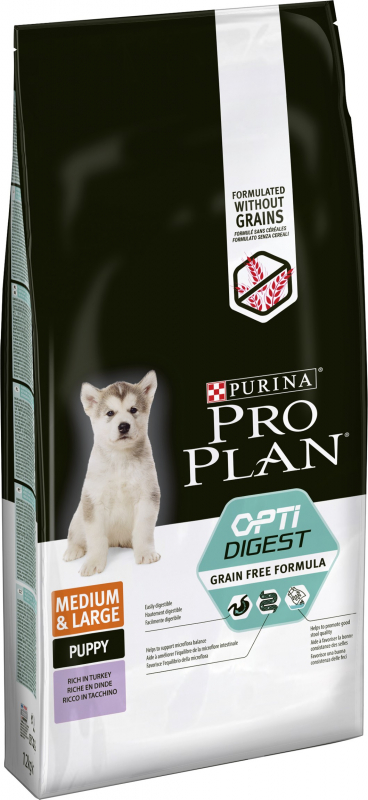 PRO PLAN Medium & Large Adult OptiDigest Puppy à la Dinde Sans-Céréales pour chiot