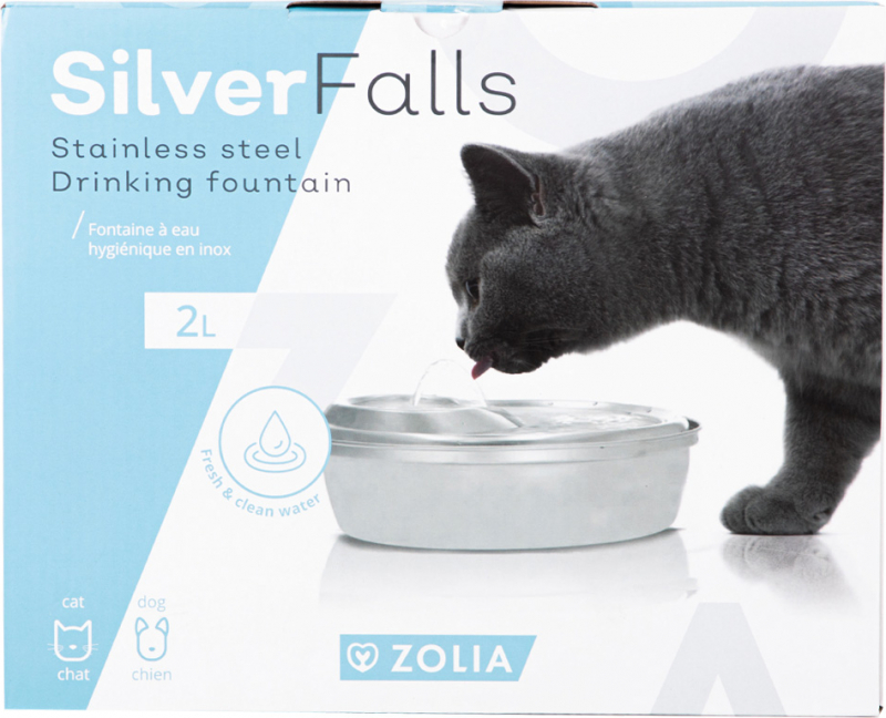 Zolia Silver Falls - 2L - Fuente de acero inoxidable
