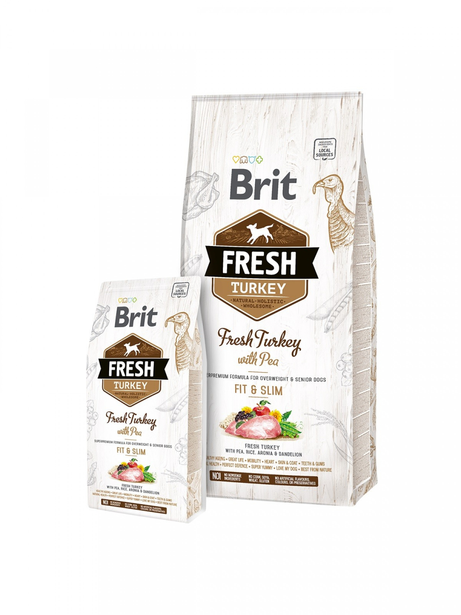 Brit Fresh à la dinde fraîche et pois pour chien adulte sédentaire, en surpoids ou senior