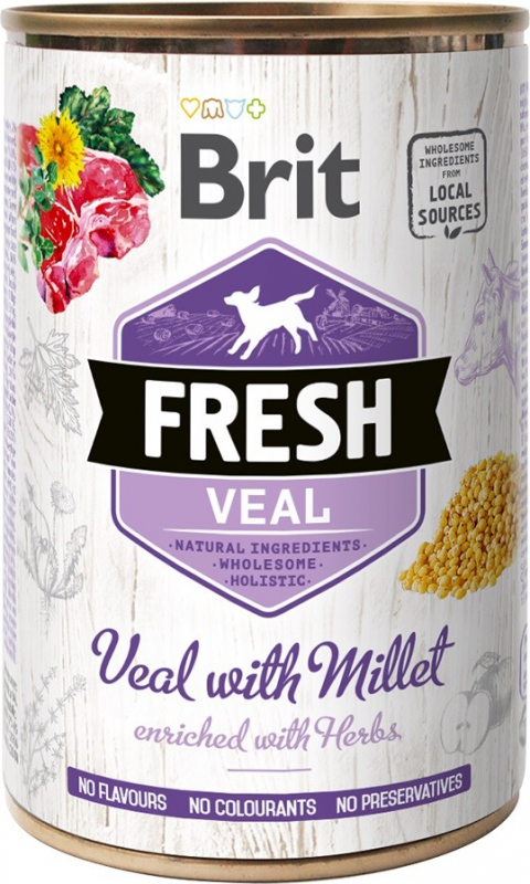 Alimento húmido Brit Fresh de vitela e painço para cão