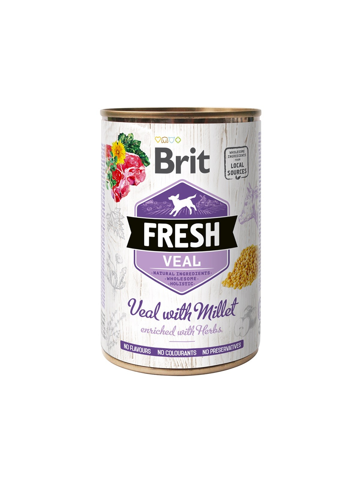 Alimento húmido Brit Fresh de vitela e painço para cão
